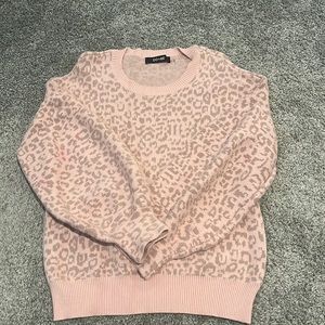 Do+be Pink & Tan Leopard Animal Print Sweater